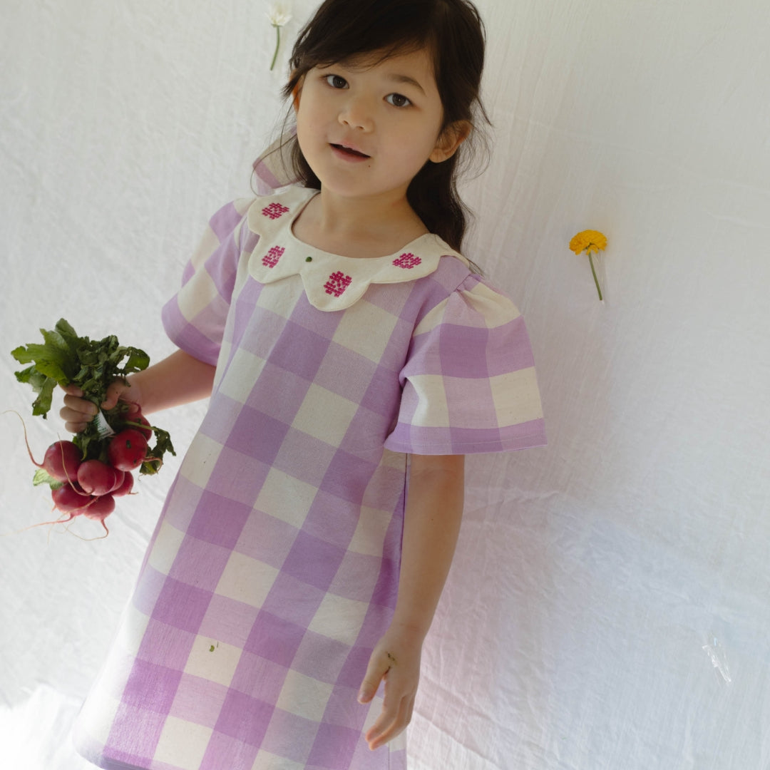 Franny Girl Dress in Lilac Gingham
