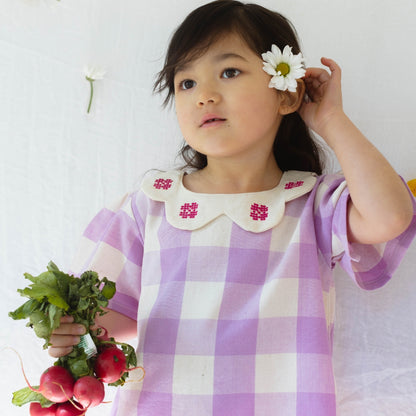 Franny Girl Dress in Lilac Gingham