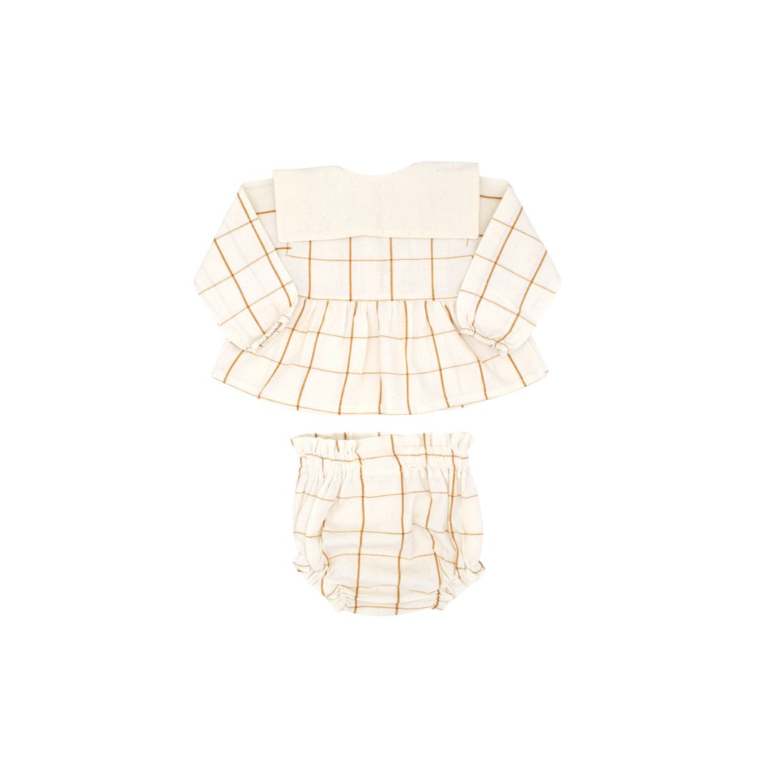 Mini Lolita Baby Bloomer Set in Nutmeg Gingham