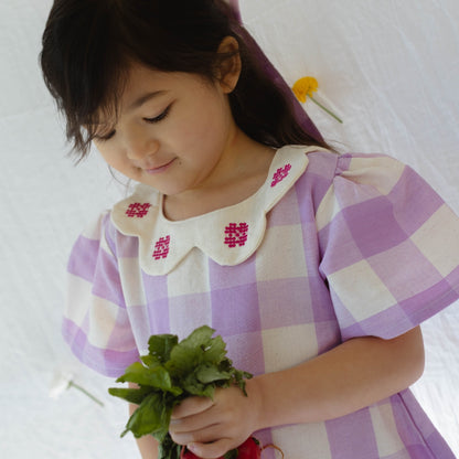 Franny Girl Dress in Lilac Gingham