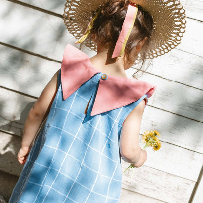 Eden Girl Dress in Seaside Windowpane