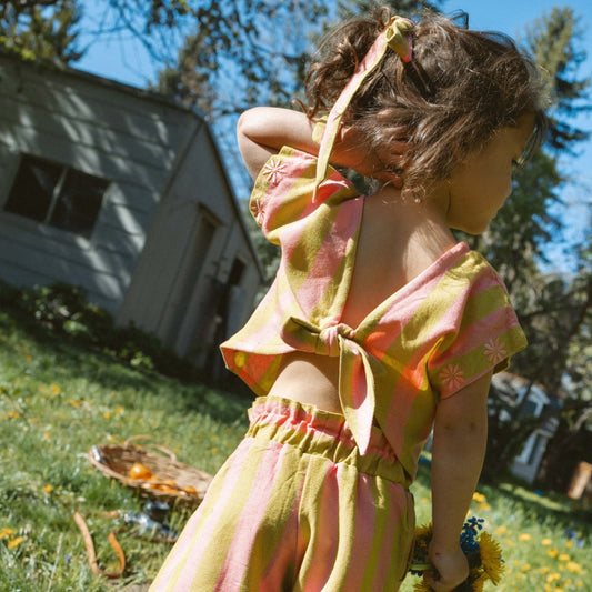 Annita Girl Set in Pink Lemonade Stripe