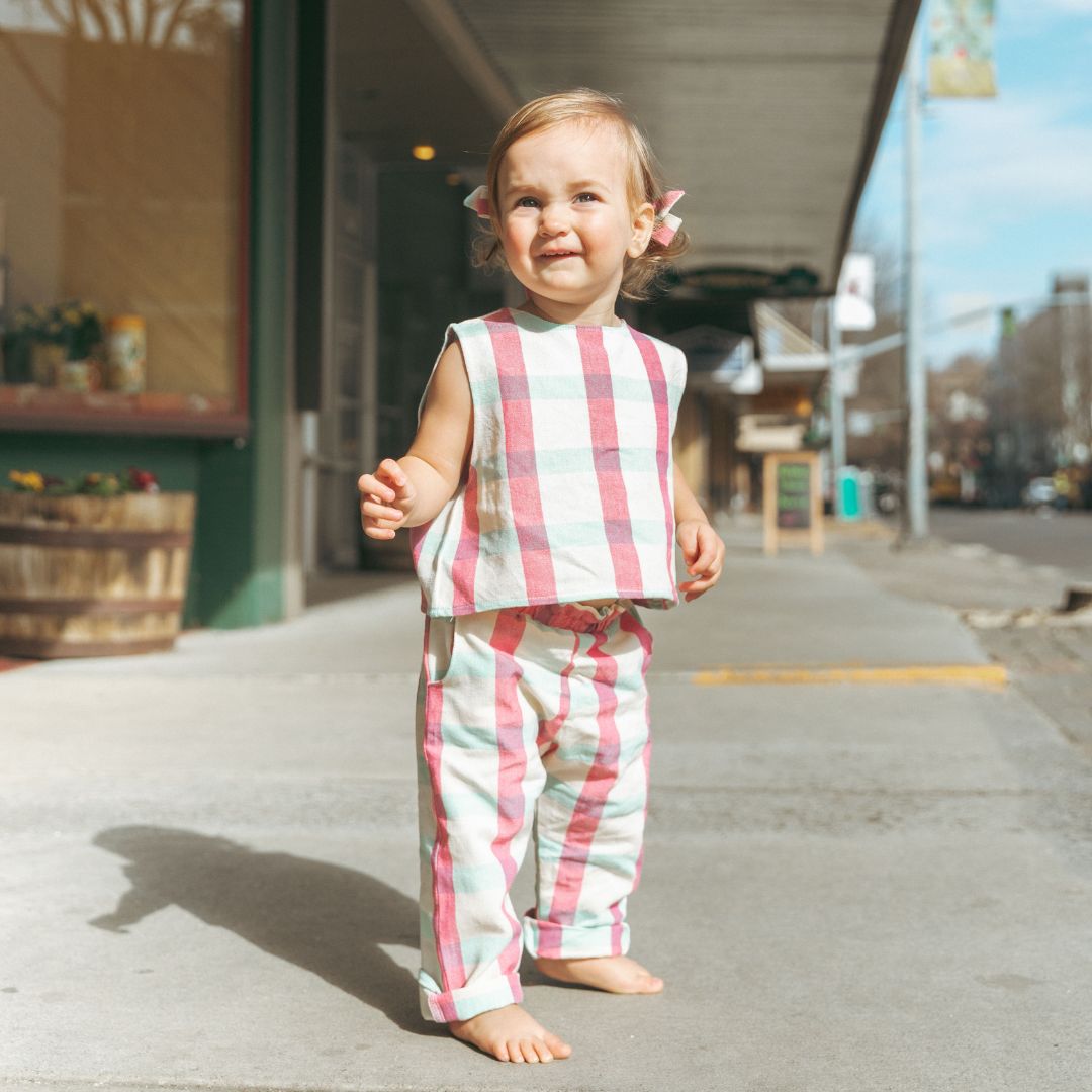 Mini Bobbie Pant Set in Minty Berry