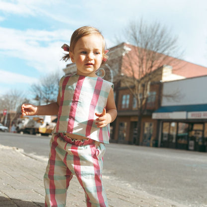 Mini Bobbie Pant Set in Minty Berry