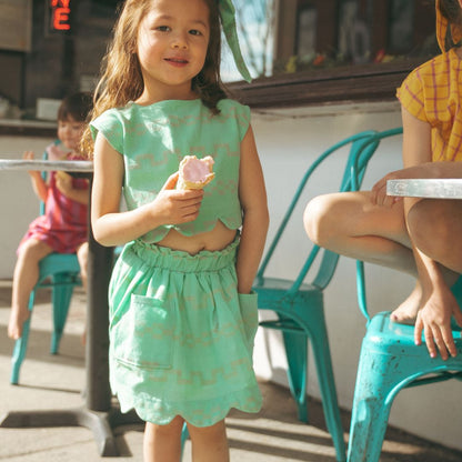 Magnolia Skirt Set in Peachy Frost