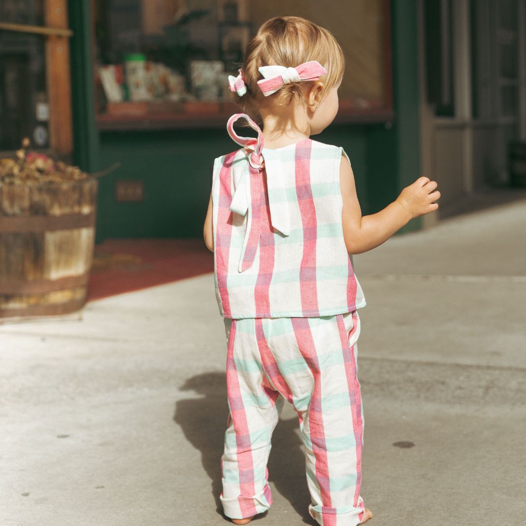 Mini Bobbie Pant Set in Minty Berry