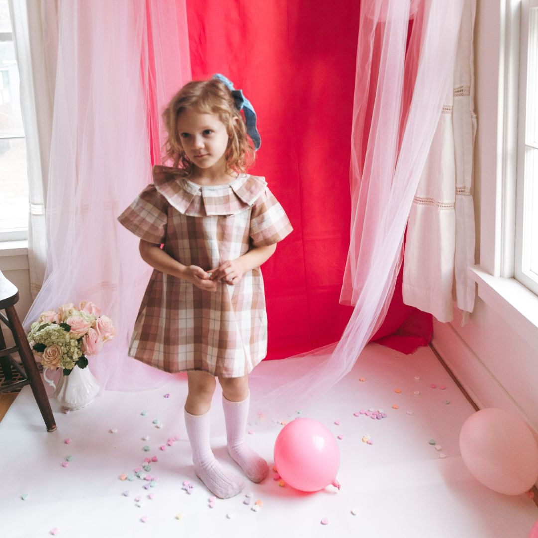 Noelle Girl Dress in Blush Latte