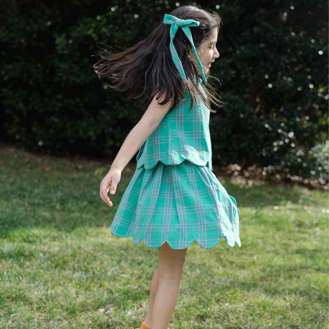 Magnolia Skirt Set in Lily Pad Check