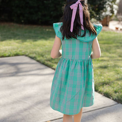 Lilah Girl Dress in Lily Pad Check