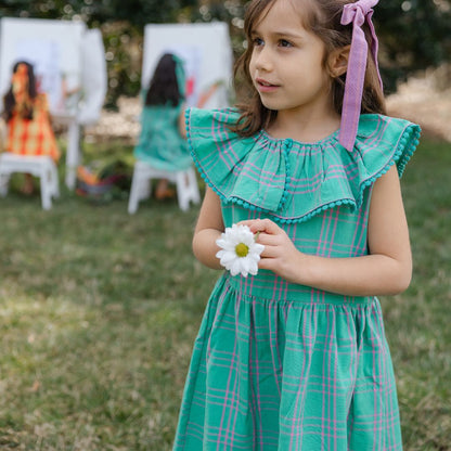 Lilah Girl Dress in Lily Pad Check