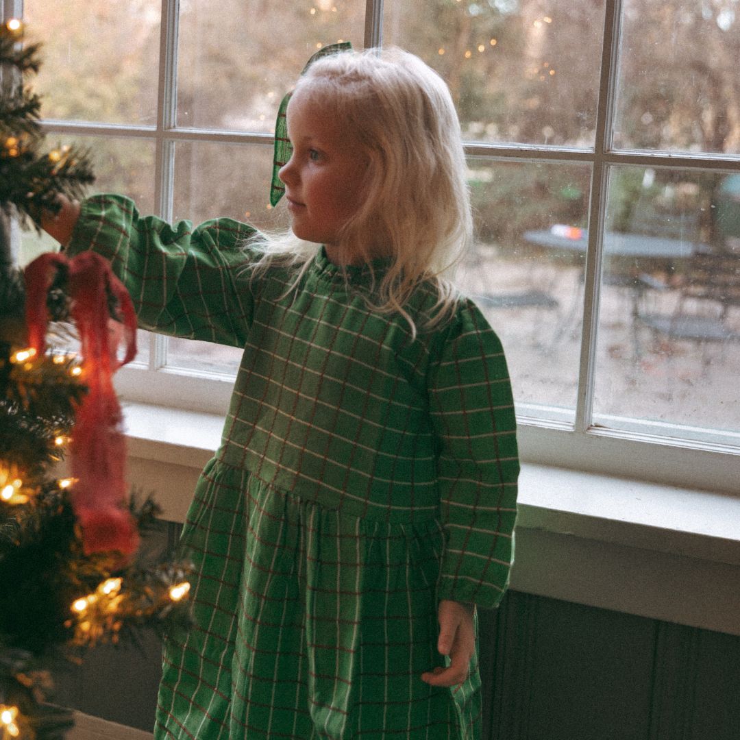 Drew Girl Dress in Festive Green