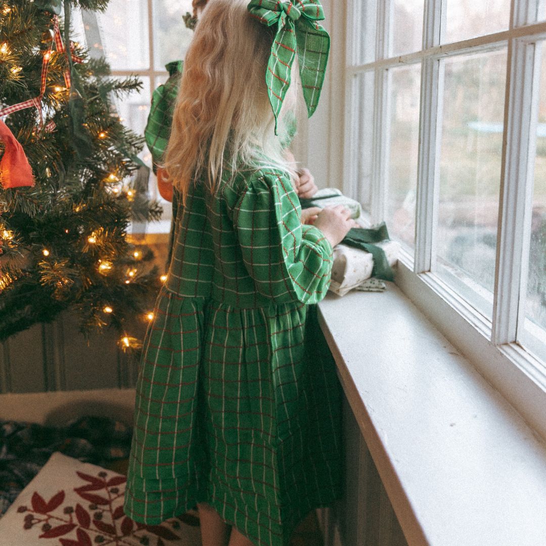 Drew Girl Dress in Festive Green