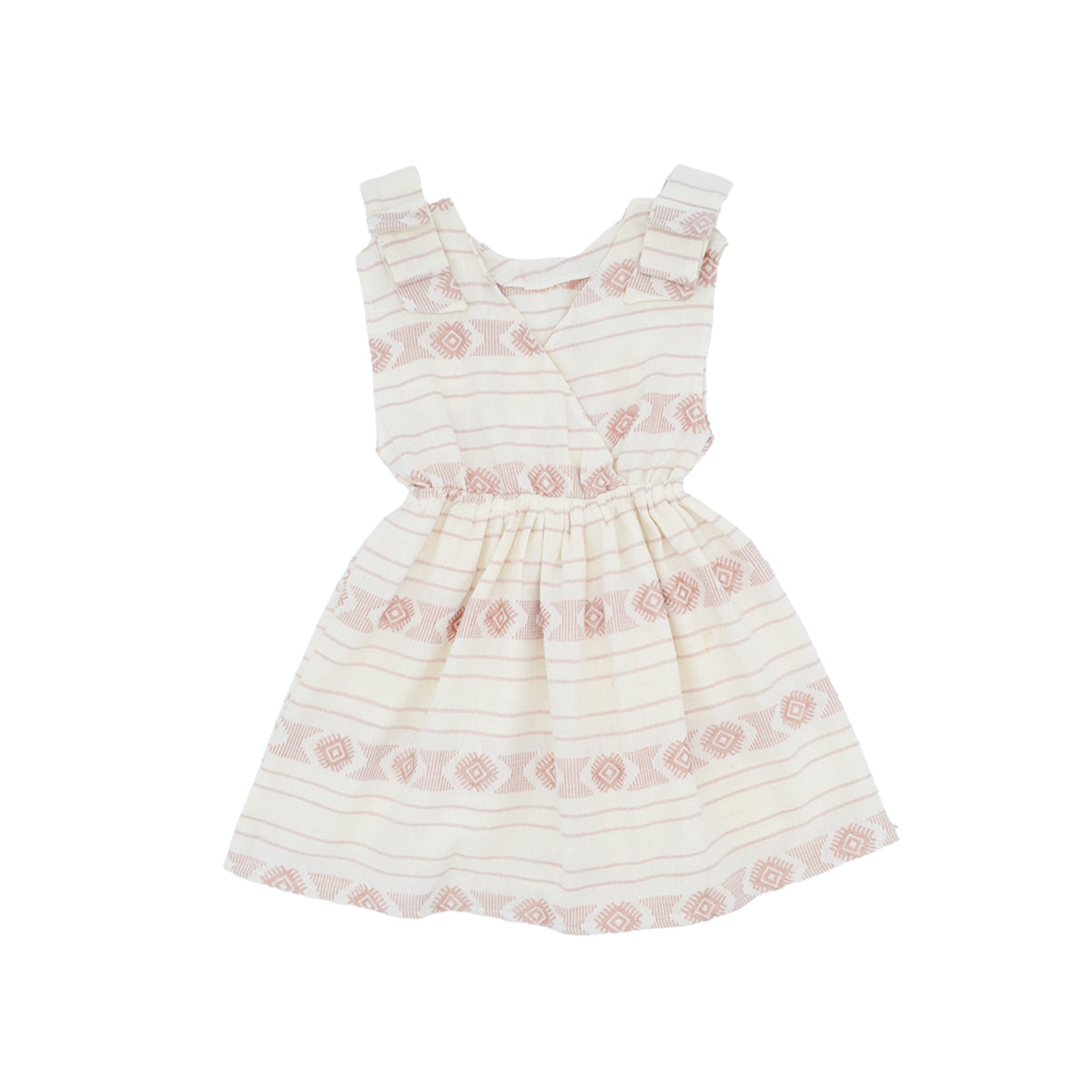 Agnes Pinafore Dress in Dust Pink Embroidery