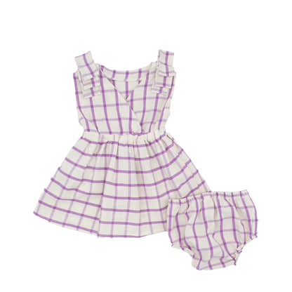 Mini Agnes Pinafore Set In Wisteria