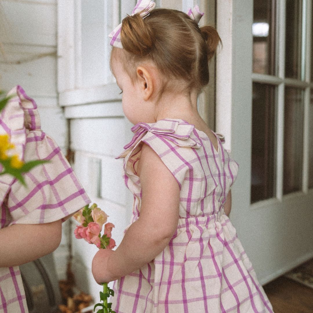 Mini Agnes Pinafore Set In Wisteria