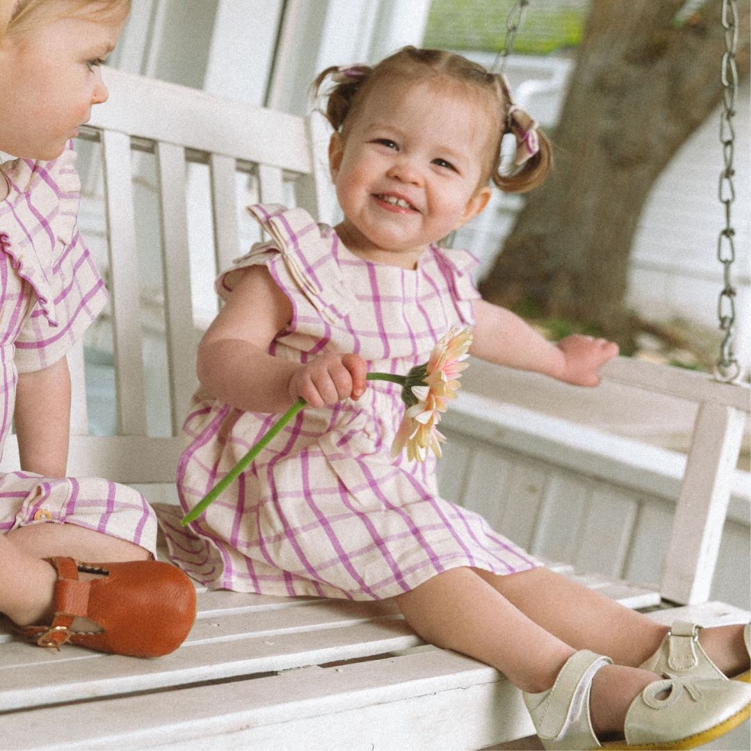 Mini Agnes Pinafore Set In Wisteria