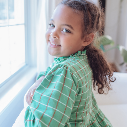 Drew Girl Dress in Festive Green