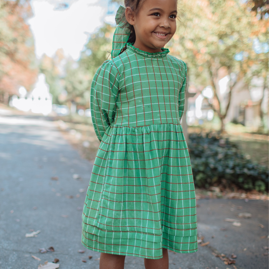 Drew Girl Dress in Festive Green