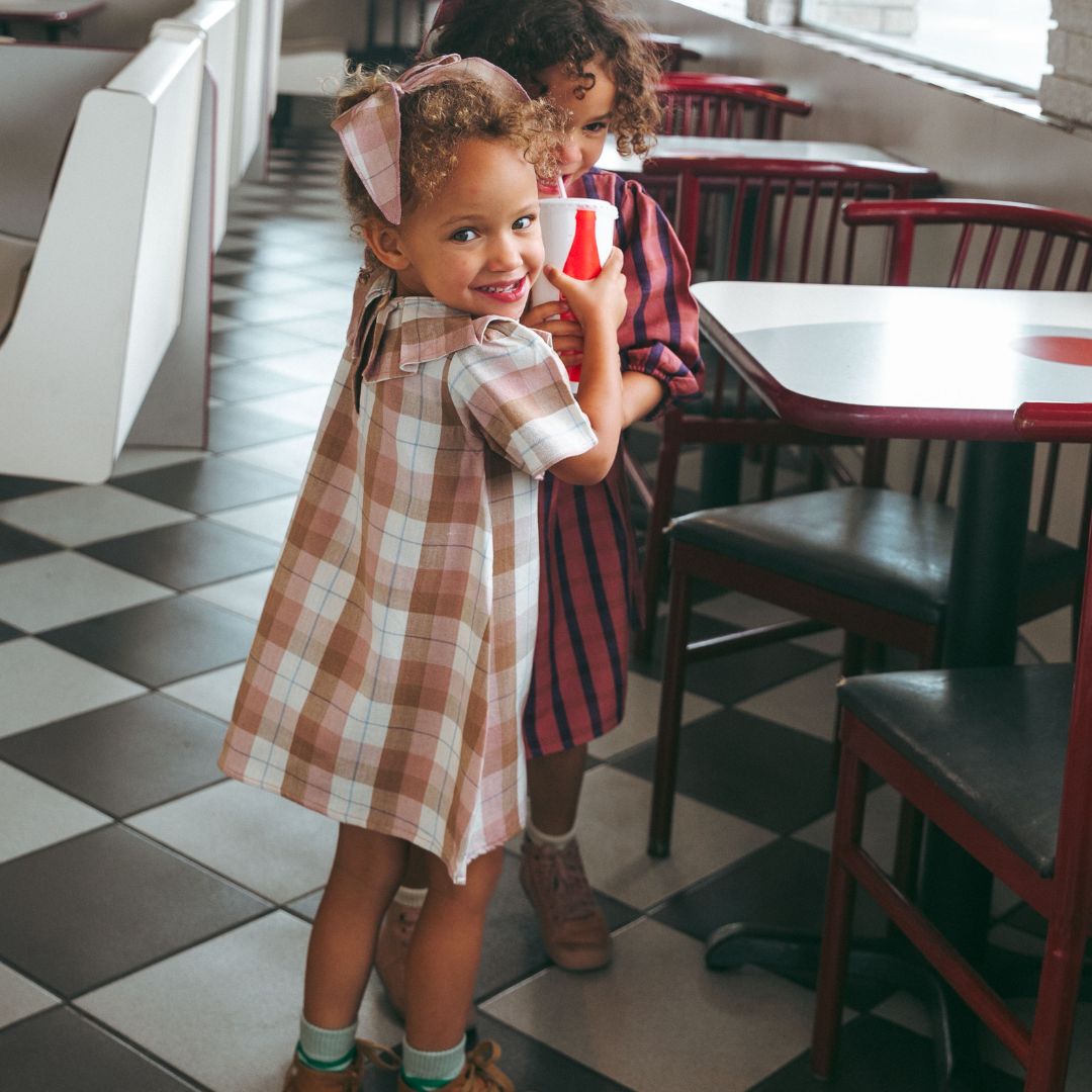 Noelle Girl Dress in Blush Latte