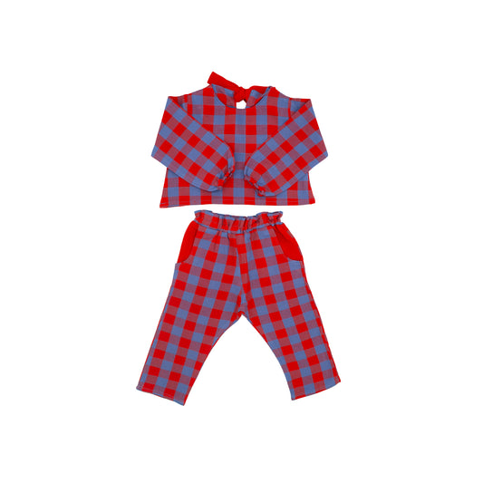 Mini Simone Girl Set in Primary Check