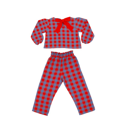 Simone Girl Set in Primary Plaid