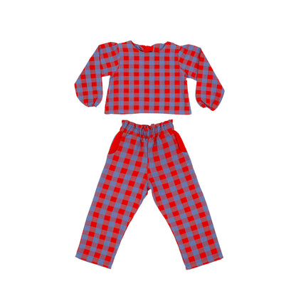 Simone Girl Set in Primary Plaid