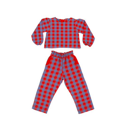 Simone Girl Set in Primary Plaid