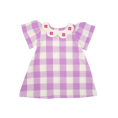 Franny Girl Dress in Lilac Gingham
