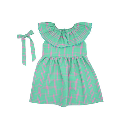 Lilah Girl Dress in Lily Pad Check