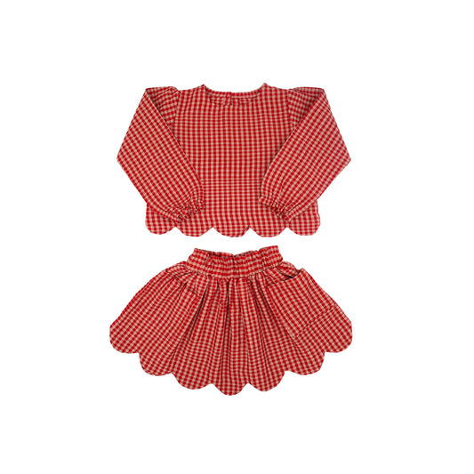 Magnolia Skirt Set in Cranberry Check