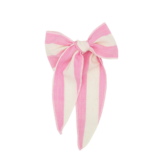Folklore Large Bow in Pink Sugar Stripe