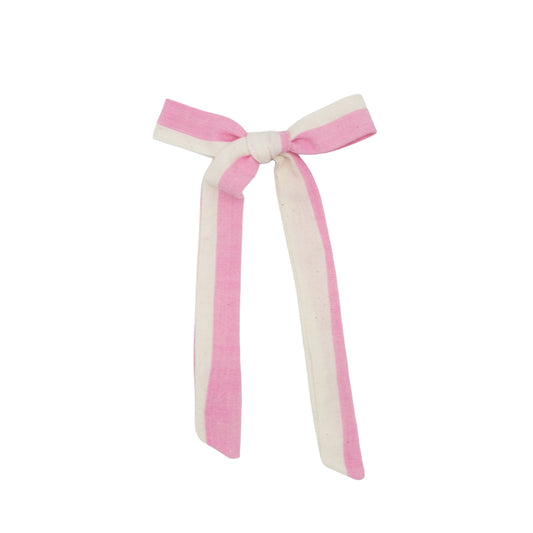 Folklore Medium Bow Long in Pink Sugar Stripe