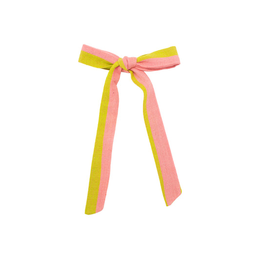 Folklore Medium Bow Long in Lemonade Stripe