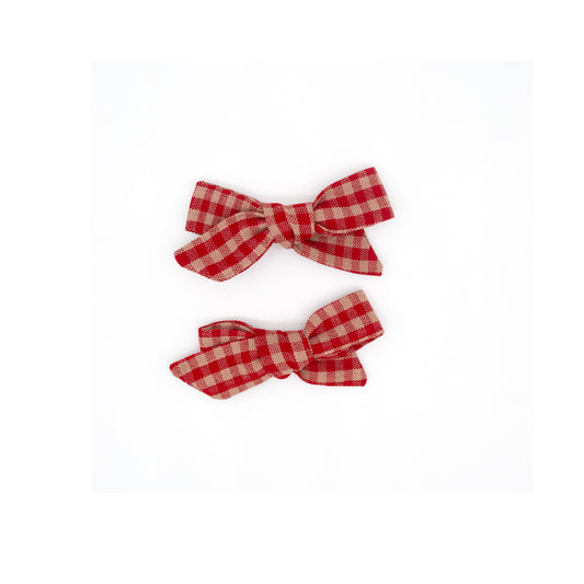 Folklore Small Bow Set in Cranberry Check