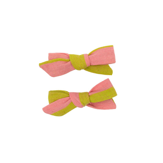 Folklore Small Bow Set in Pink Lemonade Stripe