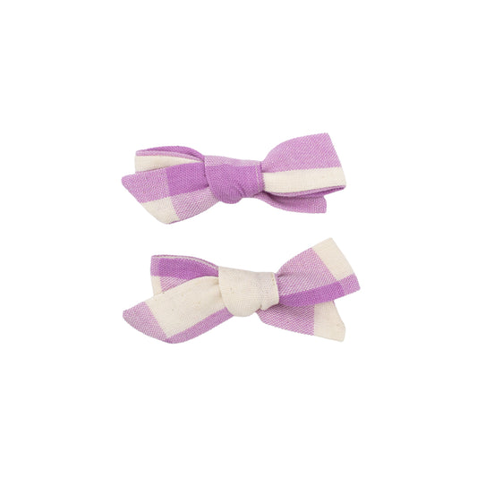 Folklore Small Bow Set in Lilac Gingham