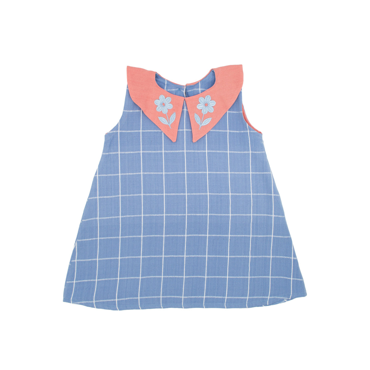 Eden Girl Dress in Seaside Windowpane