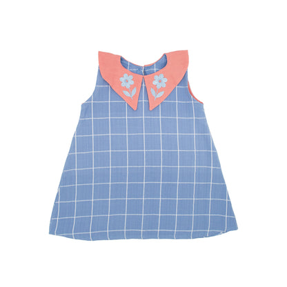 Eden Girl Dress in Seaside Windowpane