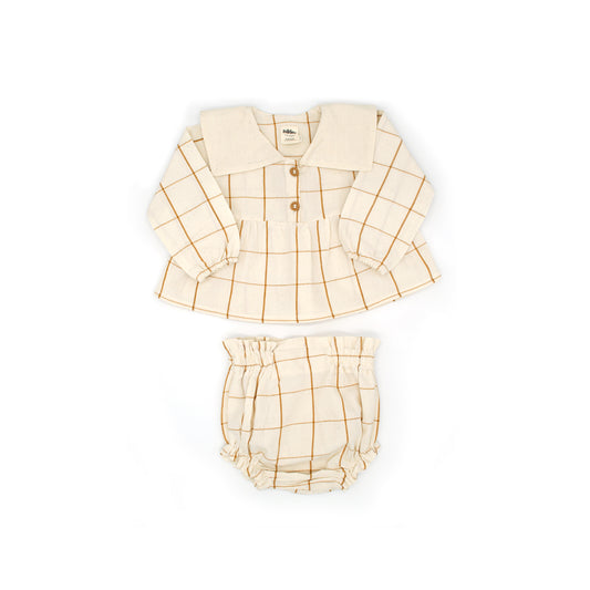 Mini Lolita Baby Bloomer Set in Nutmeg Gingham