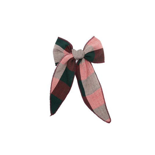 Folklore Large Bow in Poinsettia Check