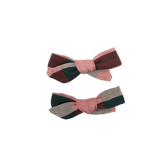 Folklore Small Bow Set in Poinsettia Check