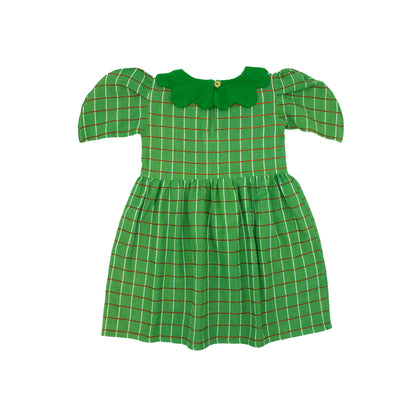 Mabel Girl Dress in Festive Green