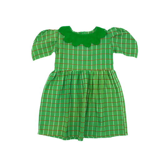 Mabel Girl Dress in Festive Green