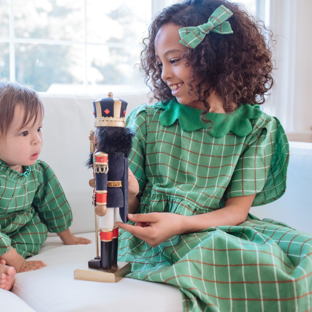 Mabel Girl Dress in Festive Green