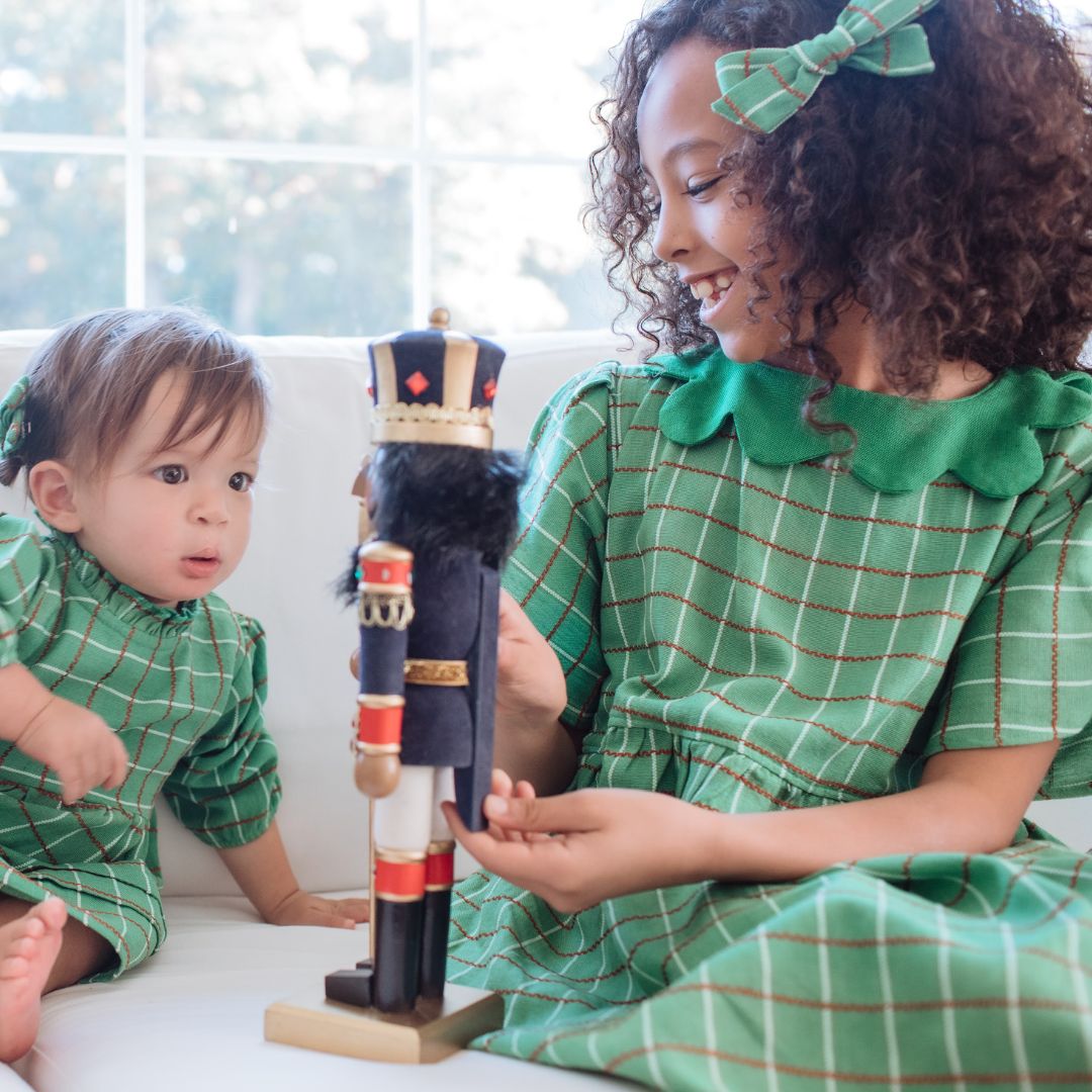 Mabel Girl Dress in Festive Green