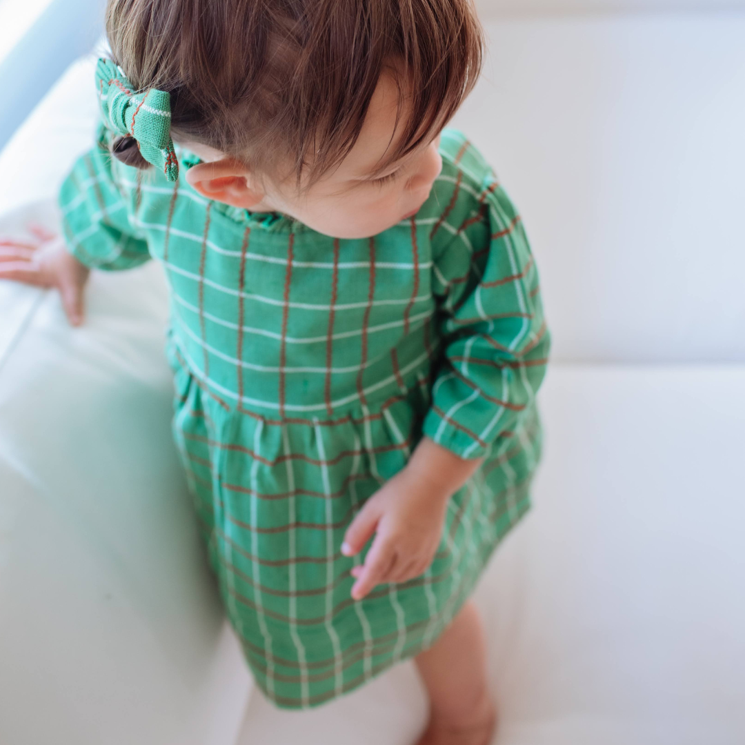 Mini Drew Dress in Festive Green