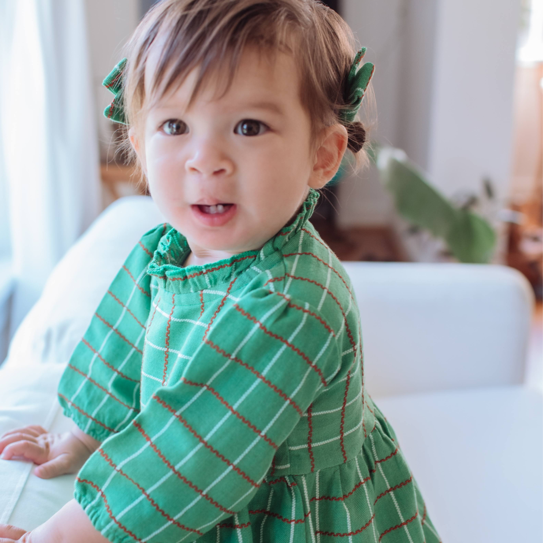 Mini Drew Dress in Festive Green