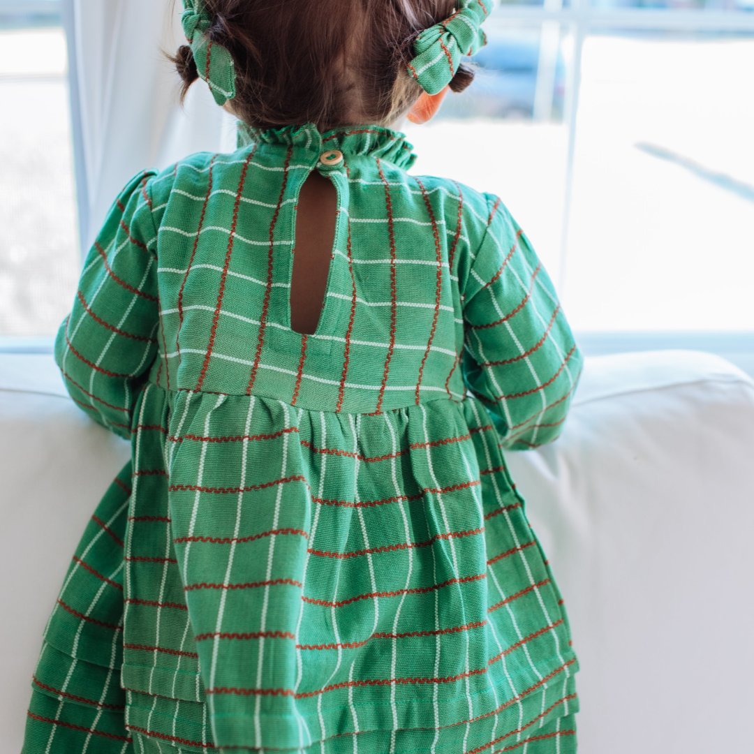 Mini Drew Dress in Festive Green