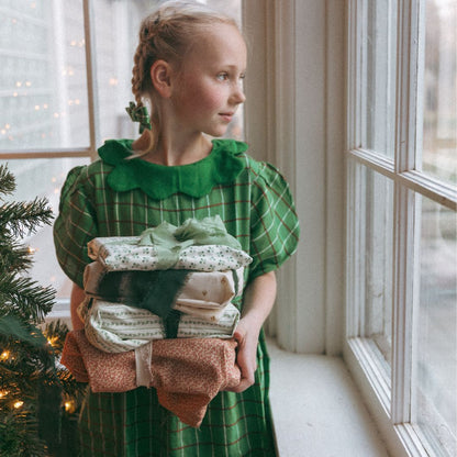 Mabel Girl Dress in Festive Green