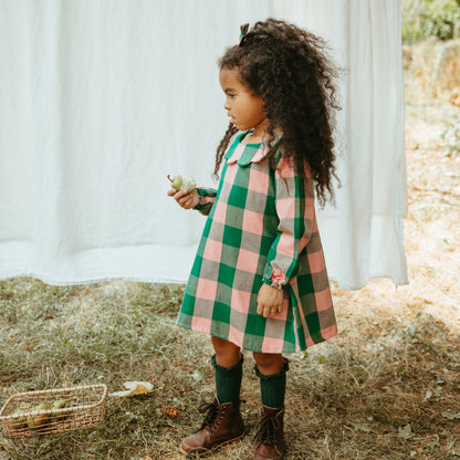 Mabel Girl Dress in Rosie Check